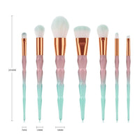 HKM-968403 Gradient Diamond 7-Piece Makeup Brush Set with Long Plastic Handles