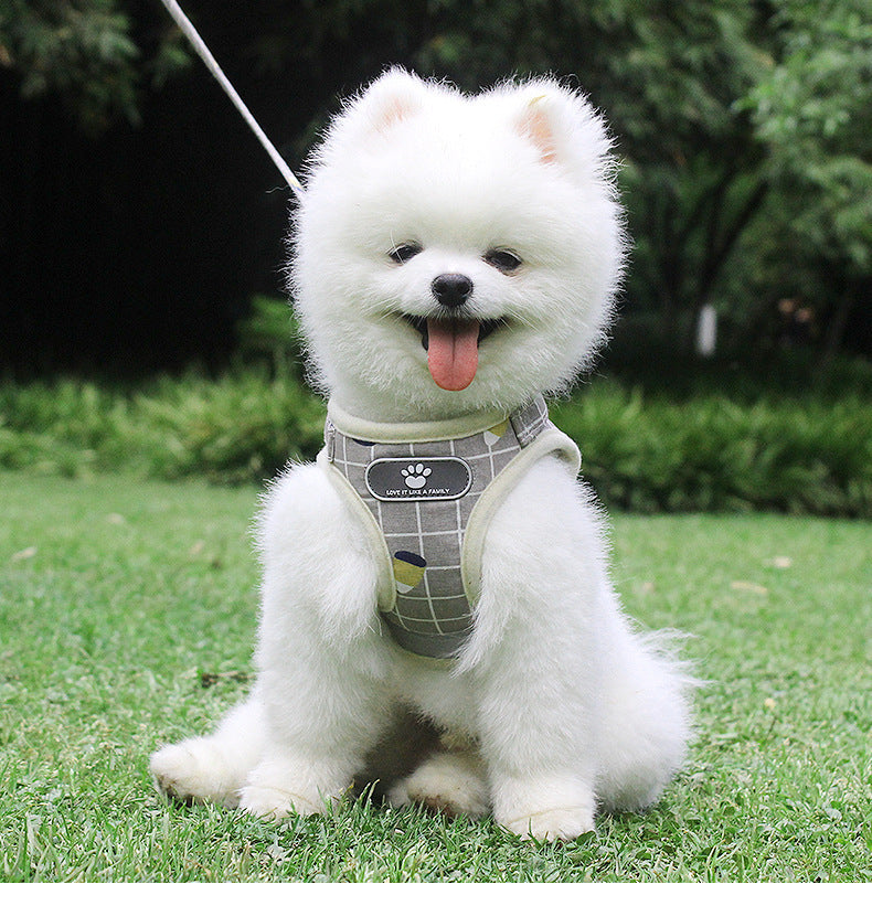 HKM-613203 Reflective Breathable Mesh Harness and Leash for Small to Medium Pets in Light Pink, Grey, and Khaki