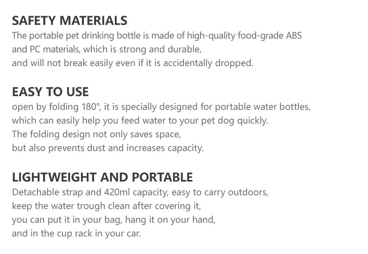 HKM-424787 Portable Pet Water Bottle - 420ml Plastic Hydration Cup for Dogs and Cats