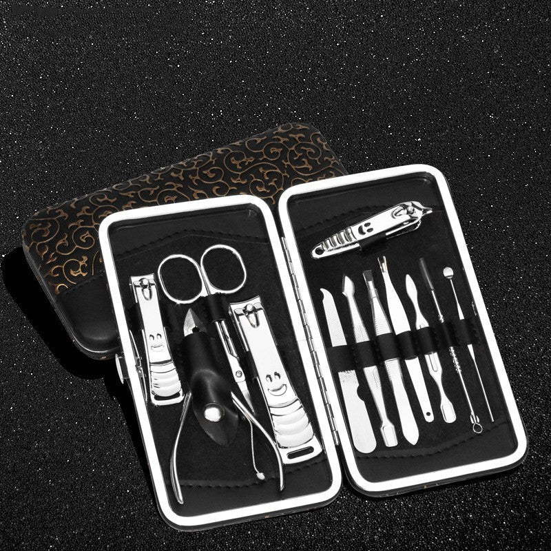HKM-059219 Golden Dragon Pattern 12-Piece Stainless Steel Nail Clipper Set