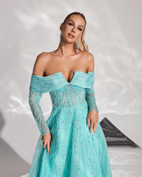 HKM-793683 Elegant Green Evening Dress for Women - Style EZ25126
