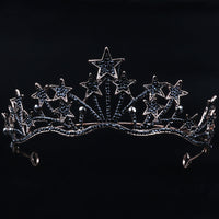 HKM-768851 Exaggerated Star-Shaped Bridal Wedding Headdress with White Crystal Accents