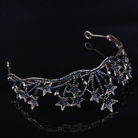 HKM-768851 Exaggerated Star-Shaped Bridal Wedding Headdress with White Crystal Accents