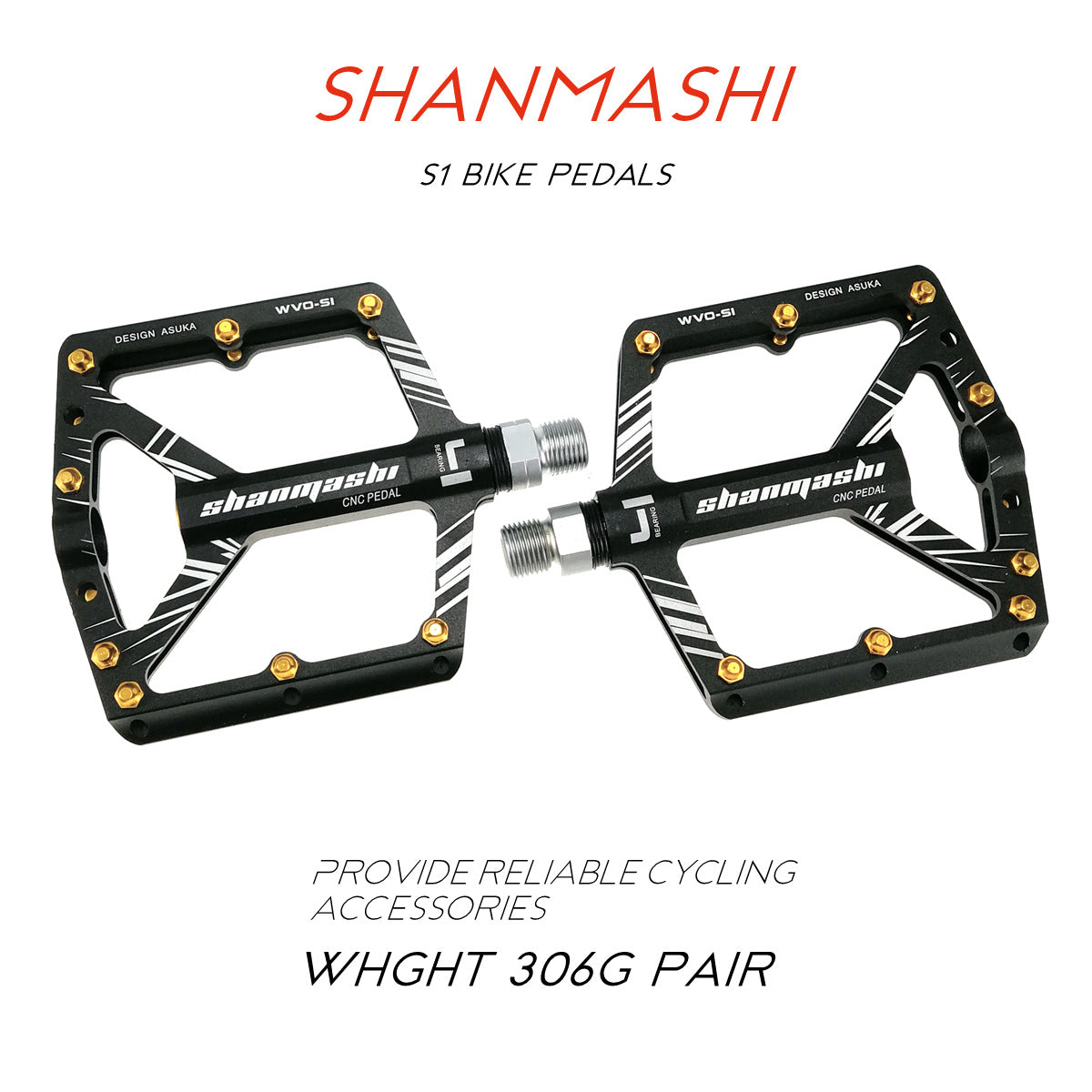 HKM-309715 Yamashi S1 Mountain Bike Pedals with Adjustable Grip and Durable Design