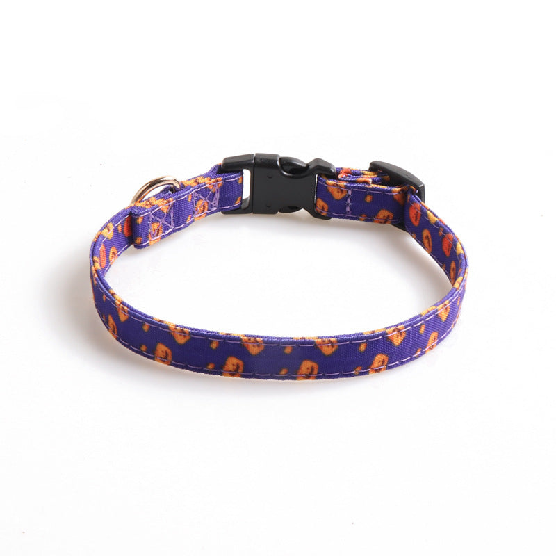 HKM-512275 Halloween Pet Collar with Bowknot - Pumpkin and Ghost Patterns in Multiple Sizes