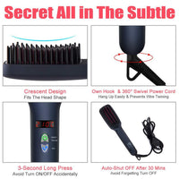 HKM-730323 LCD Liquid Crystal Display Hair Straightening Comb with Temperature Control for Dry Hair, Black and Pink