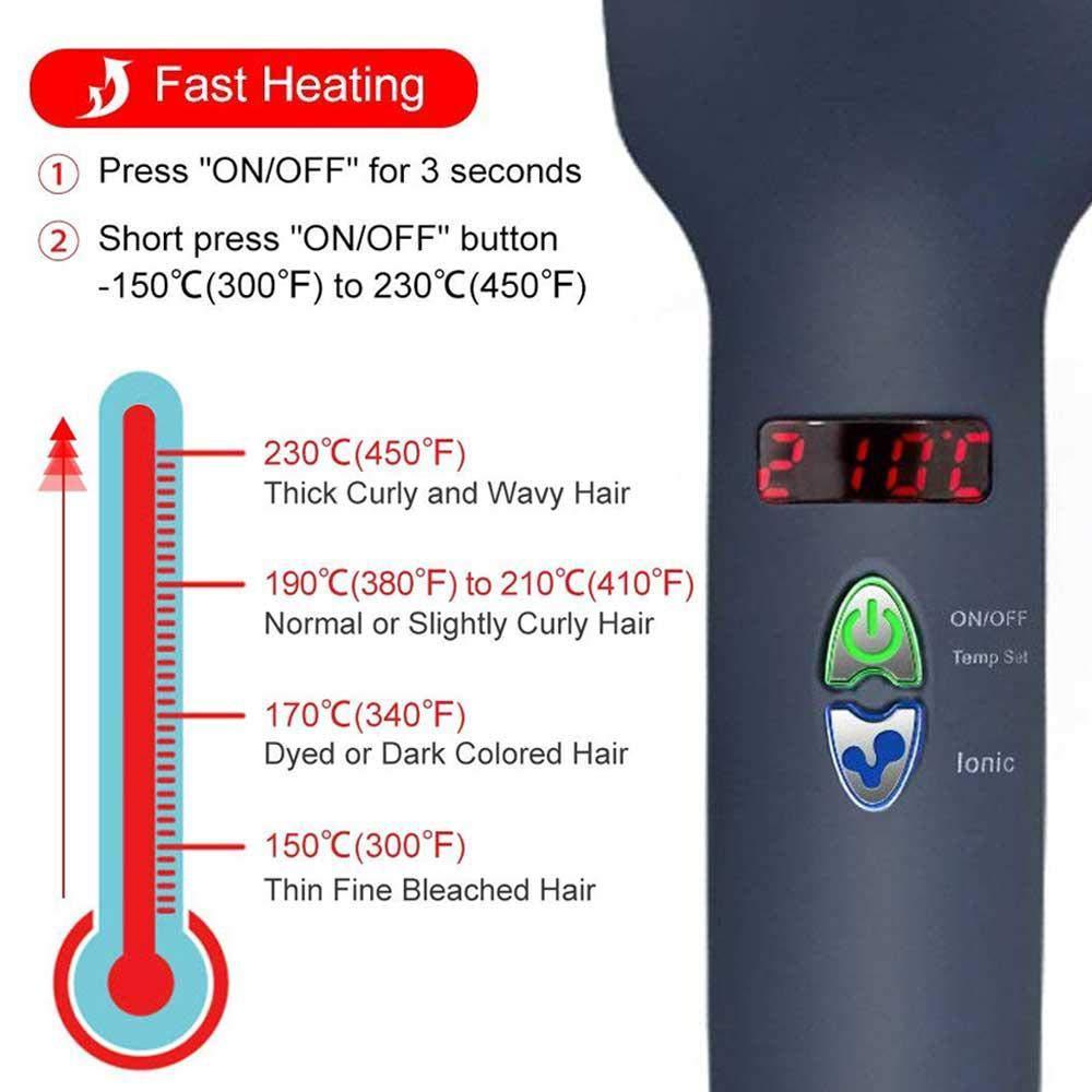 HKM-730323 LCD Liquid Crystal Display Hair Straightening Comb with Temperature Control for Dry Hair, Black and Pink