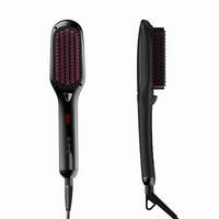 HKM-730323 LCD Liquid Crystal Display Hair Straightening Comb with Temperature Control for Dry Hair, Black and Pink