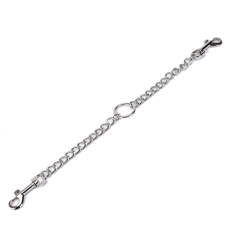 HKM-987155 Chrome-Plated Alloy Dog Collar with Double Traction Leash System