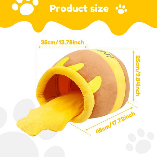 HKM-0513853 Cozy Honey Pot Cat Bed with Memory Foam Cushion, Plush Pet Cave for Small Cats