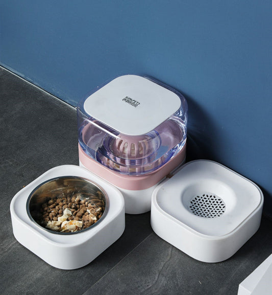HKM-1940157 Automatic Cat Water Dispenser with Multiple Bowls, Non-Wet Mouth Design, Compact Size in Gray, Pink, Blue, and Green