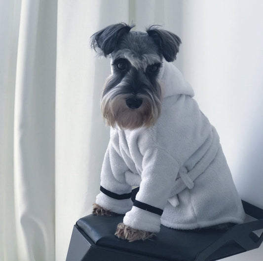 HKM-2983741 Cozy White Pet Bathrobe Pajamas in Multiple Sizes: S, M, L, XL