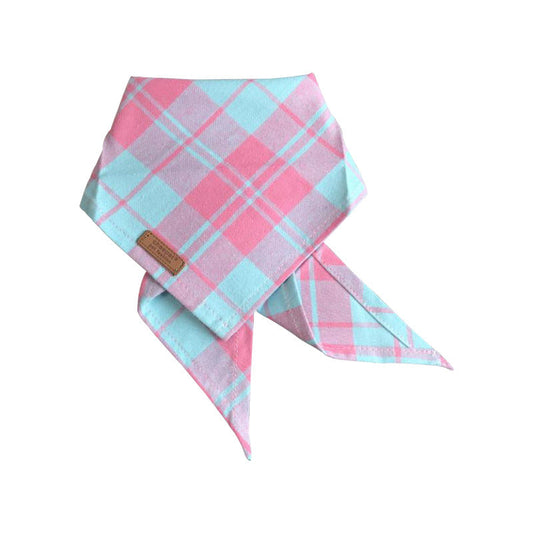 HKM-3363005 Cotton Plaid Pet Scarf in Pink - Comfortable and Stylish Accessory for Pets