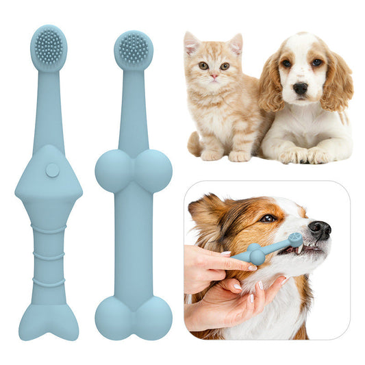 HKM-4104637 Pet Silicone Finger Toothbrush Set for Effective Oral Cleaning - Multiple Colors Available