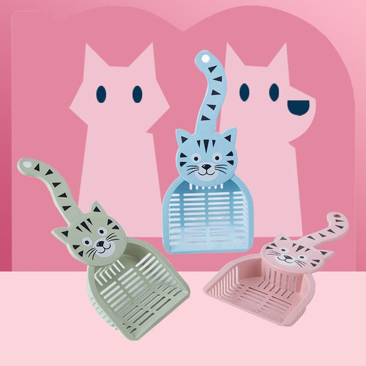 HKM-5340221 Large Plastic Cat Litter Scoop - Pink, Green, Blue, 28x12.5cm