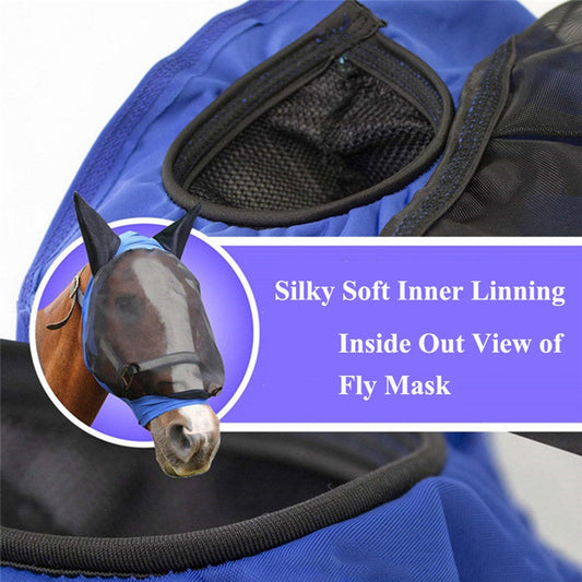 HKM-5613757 Mosquito-Proof One-Piece Fly Mask for Horses with UV Protection and Adjustable Fit