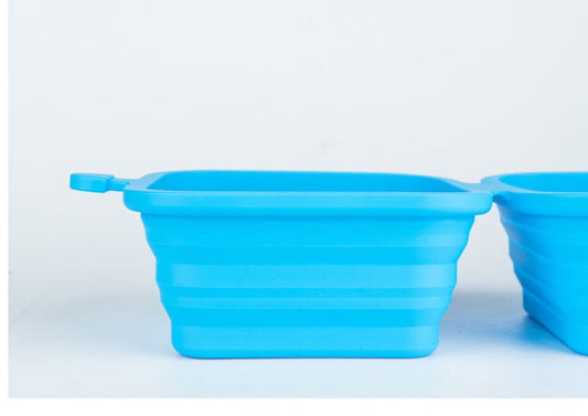 HKM-5831741 Collapsible Silicone Double Bowl for Dogs and Cats - Portable Feeding Dish for Food and Water