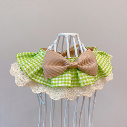 HKM-6190653 Light Green Polyester Pet Bib Bow Tie with Long Scarf Style for Cats and Dogs