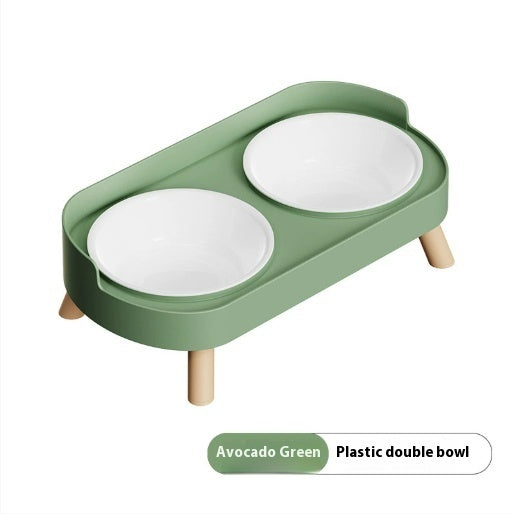 HKM-6730173 Double Bowl Stainless Steel and Ceramic Feeding Station for Cats - Available in Multiple Colors