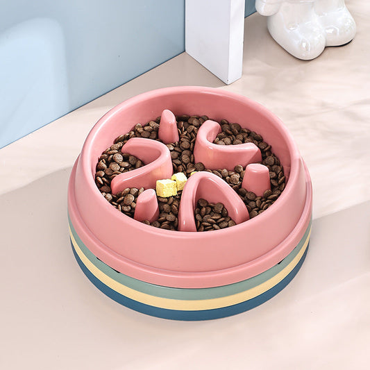 HKM-6959549 Non-slip Anti-tumble Pet Bowl in Four Colors: Blue, Yellow, Pink, Green