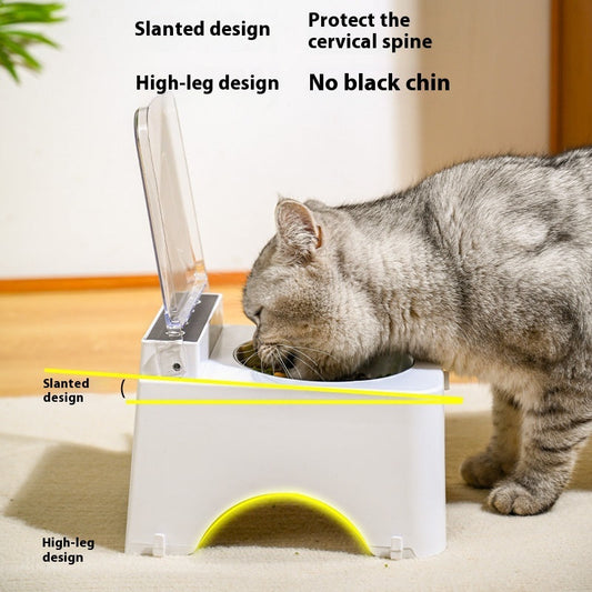 HKM-7287229 Automatic Cat Bowl Feeder with Lid-Opening Mechanism - Available in Plastic, Stainless Steel, and Ceramic