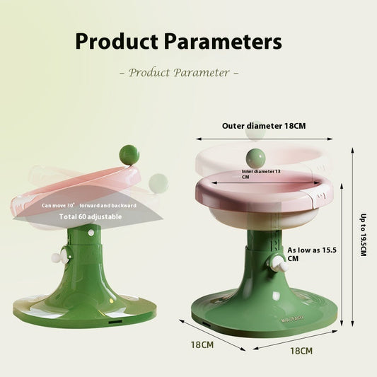 HKM-7352765 Adjustable Ceramic Cat Feeding Bowl - Multiple Colors Available