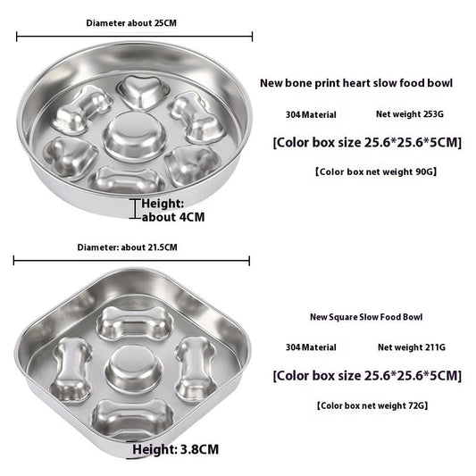 HKM-7582141 Non-slip Stainless Steel Slow Feeding Bowls for Pets in Various Styles