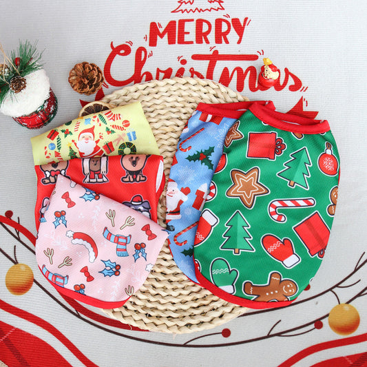 HKM-9627709 Festive Limited Edition Pet Vest - Short Style for Small Dogs and Cats, Unisex, Multiple Christmas Designs