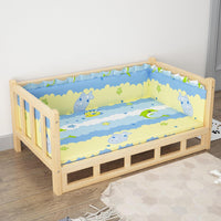 HKM-000083 Wooden Pet Dog Bed with Soft Cotton Cushion – Available in Multiple Colors
