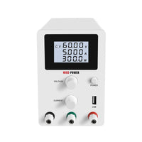 HKM-000147 Adjustable DC Stabilized Power Supply with LCD Display and USB Jack - 60V, 5A, Dual Voltage Input