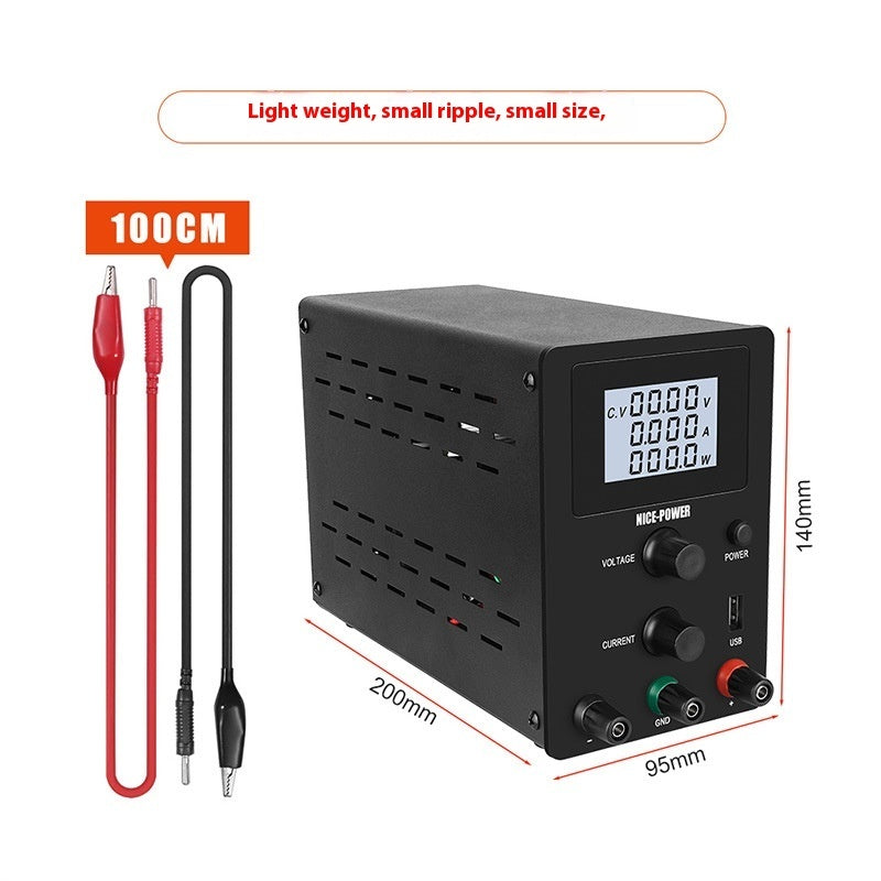 KTX-000147 Adjustable DC Stabilized Power Supply with LCD Display and USB Jack - 60V, 5A, Dual Voltage Input