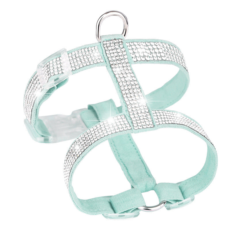 KTX-000147 Shiny Rhinestone Cat Strap - Adjustable Polyester Harness in Multiple Colors