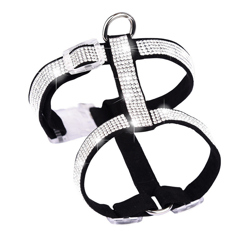 KTX-000147 Shiny Rhinestone Cat Strap - Adjustable Polyester Harness in Multiple Colors
