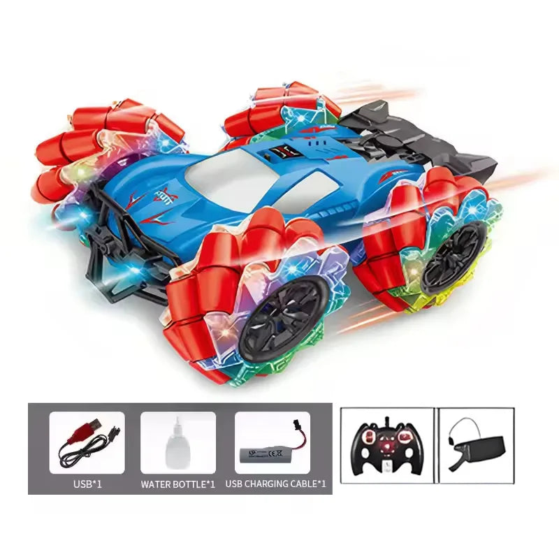 KTX-000211 Remote Control Stunt Car with Lights, Music, Spray, and Gesture Control - 360° Rotation, Indoor/Outdoor Fun