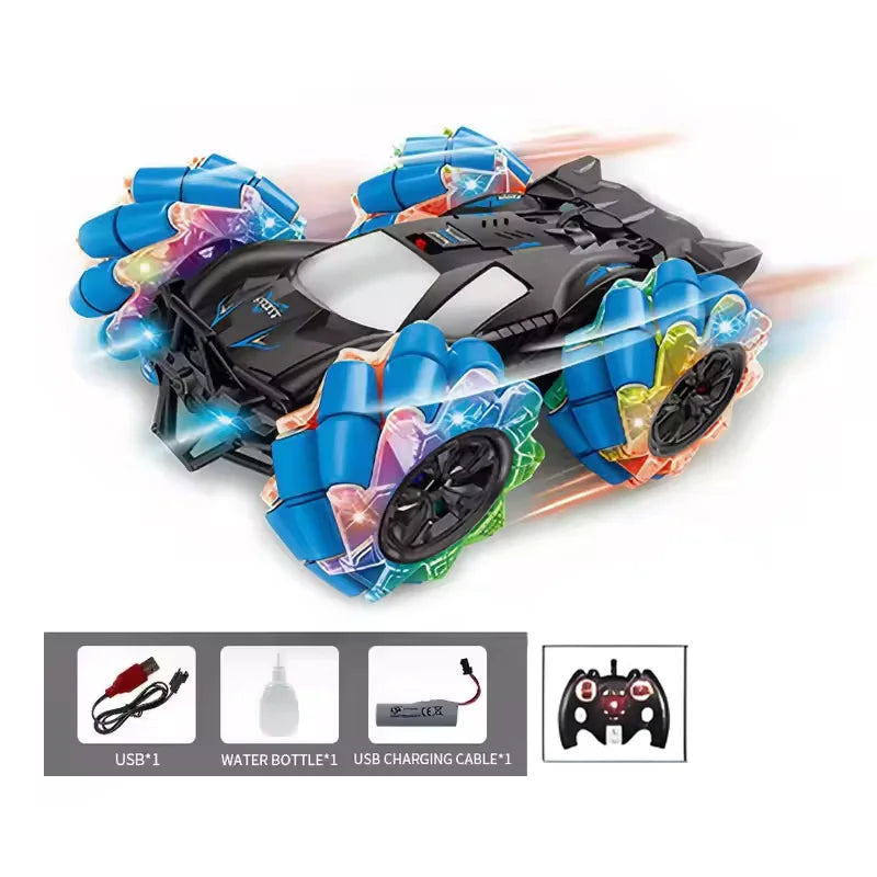 KTX-000211 Remote Control Stunt Car with Lights, Music, Spray, and Gesture Control - 360° Rotation, Indoor/Outdoor Fun