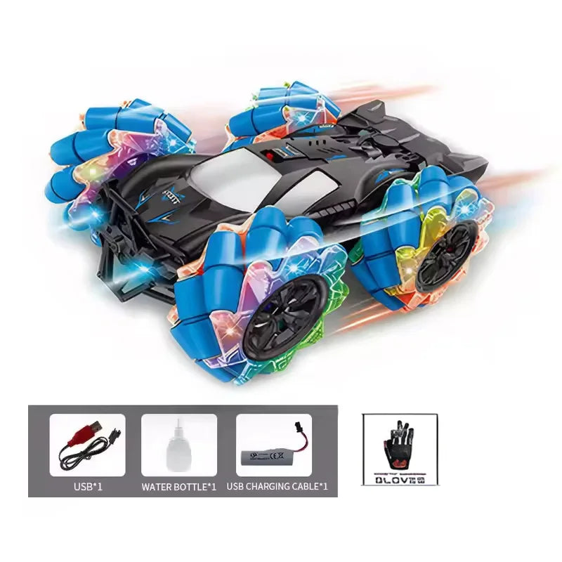 KTX-000211 Remote Control Stunt Car with Lights, Music, Spray, and Gesture Control - 360° Rotation, Indoor/Outdoor Fun