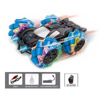 HKM-000211 Remote Control Stunt Car with Lights, Music, Spray, and Gesture Control - 360° Rotation, Indoor/Outdoor Fun