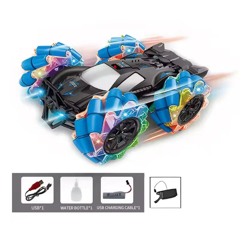 KTX-000211 Remote Control Stunt Car with Lights, Music, Spray, and Gesture Control - 360° Rotation, Indoor/Outdoor Fun