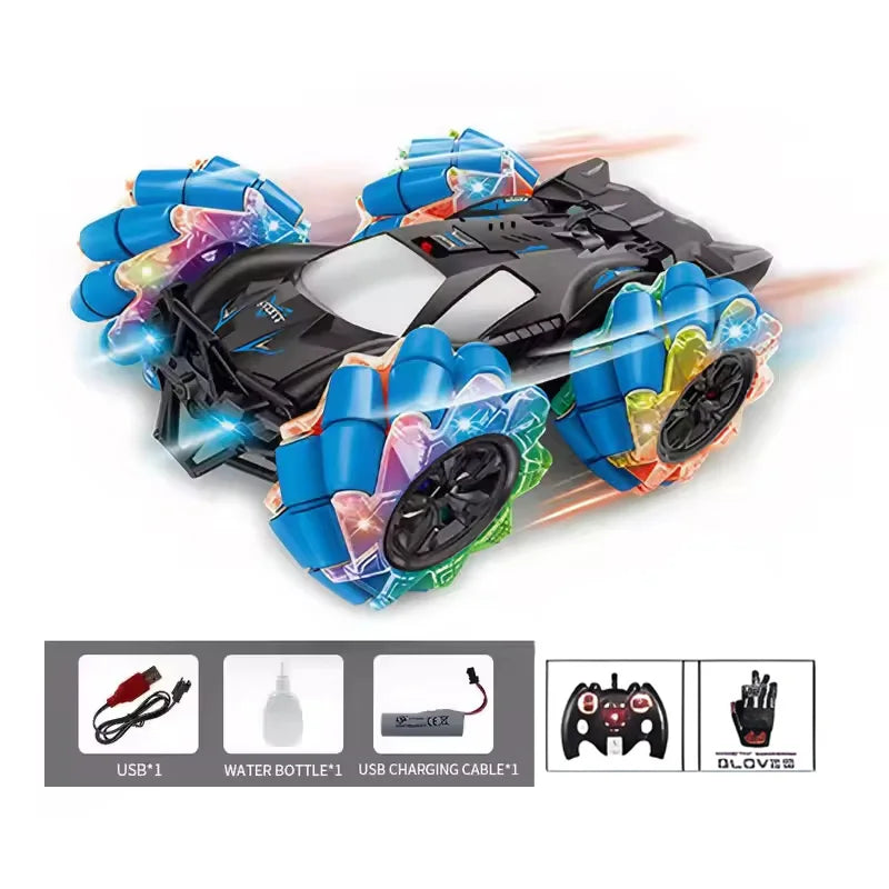 KTX-000211 Remote Control Stunt Car with Lights, Music, Spray, and Gesture Control - 360° Rotation, Indoor/Outdoor Fun