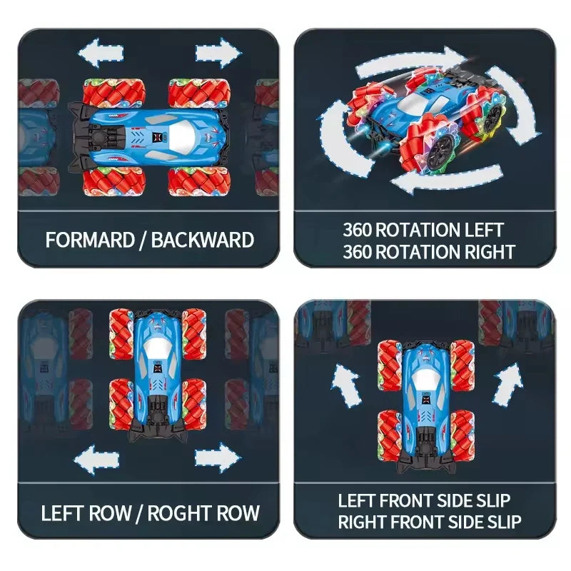 KTX-000211 Remote Control Stunt Car with Lights, Music, Spray, and Gesture Control - 360° Rotation, Indoor/Outdoor Fun