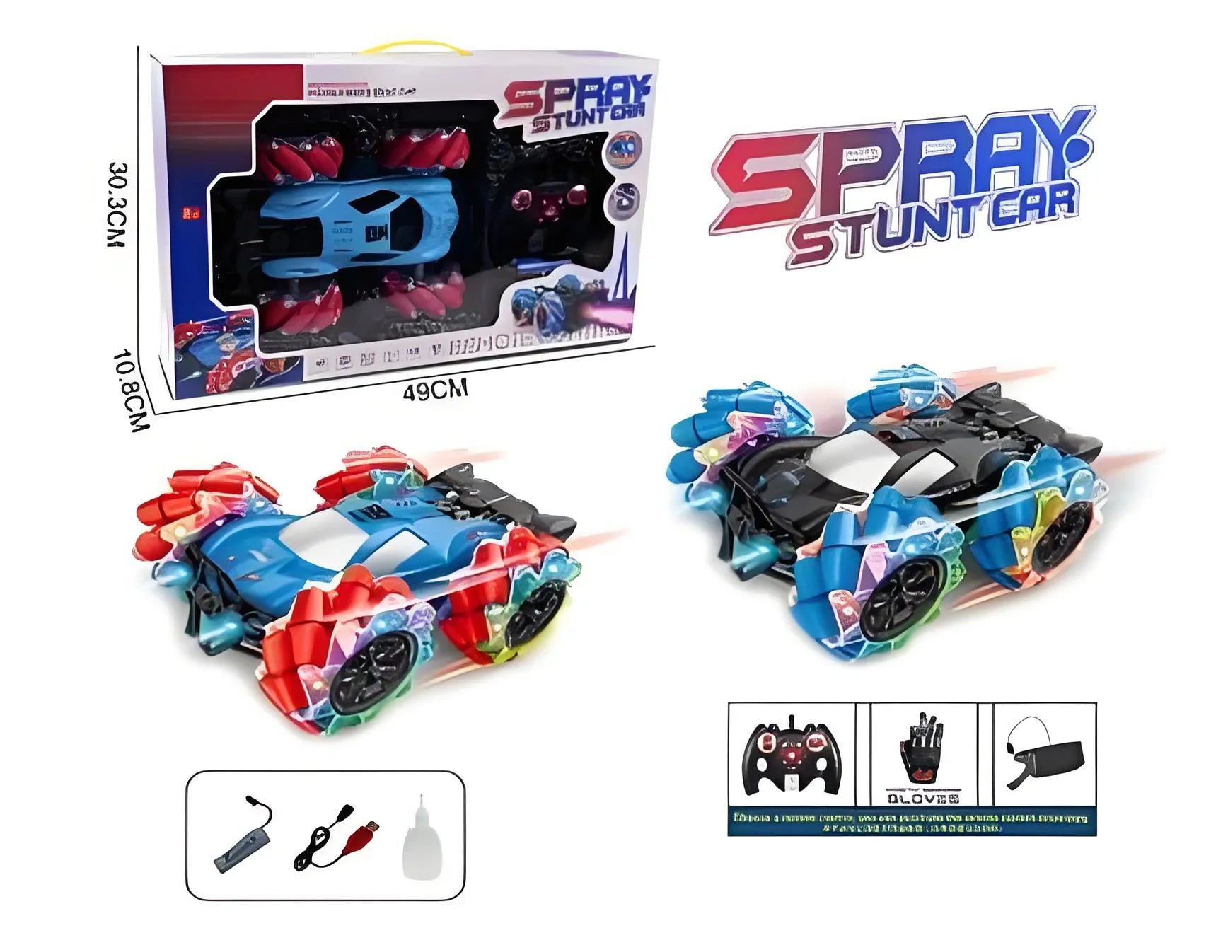 KTX-000211 Remote Control Stunt Car with Lights, Music, Spray, and Gesture Control - 360° Rotation, Indoor/Outdoor Fun