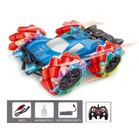 HKM-000211 Remote Control Stunt Car with Lights, Music, Spray, and Gesture Control - 360° Rotation, Indoor/Outdoor Fun