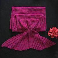 HKM-000275 Handmade Knitted Mermaid Tail Blanket for Kids and Adults - Cozy Polyester Fiber Sleeping Wrap