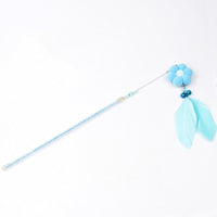 HKM-000275 Plush Cat Toy with Feather and Bell – 25cm with 13cm Steel Wire and 18cm Fringe