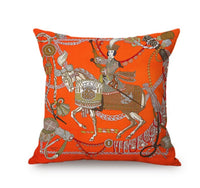 HKM-000339 European Celebration Nordic Cotton and Linen Horse Pillowcase - 45x45cm
