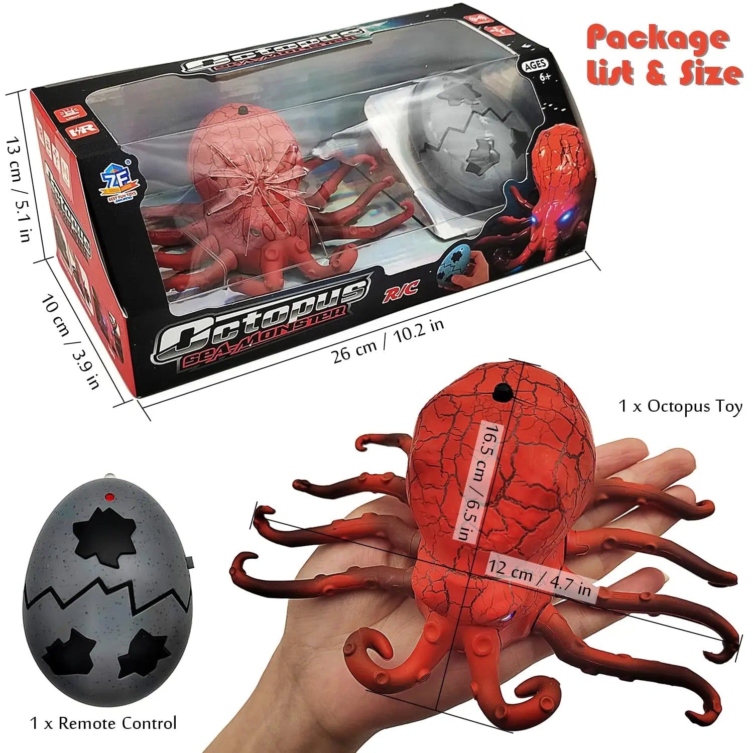 HKM-000595 Remote Control Infrared Crawling Octopus Toy with Light, Battery Operated, 20M Range, Suitable for Ages 2 and Up