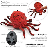 HKM-000595 Remote Control Infrared Crawling Octopus Toy with Light, Battery Operated, 20M Range, Suitable for Ages 2 and Up