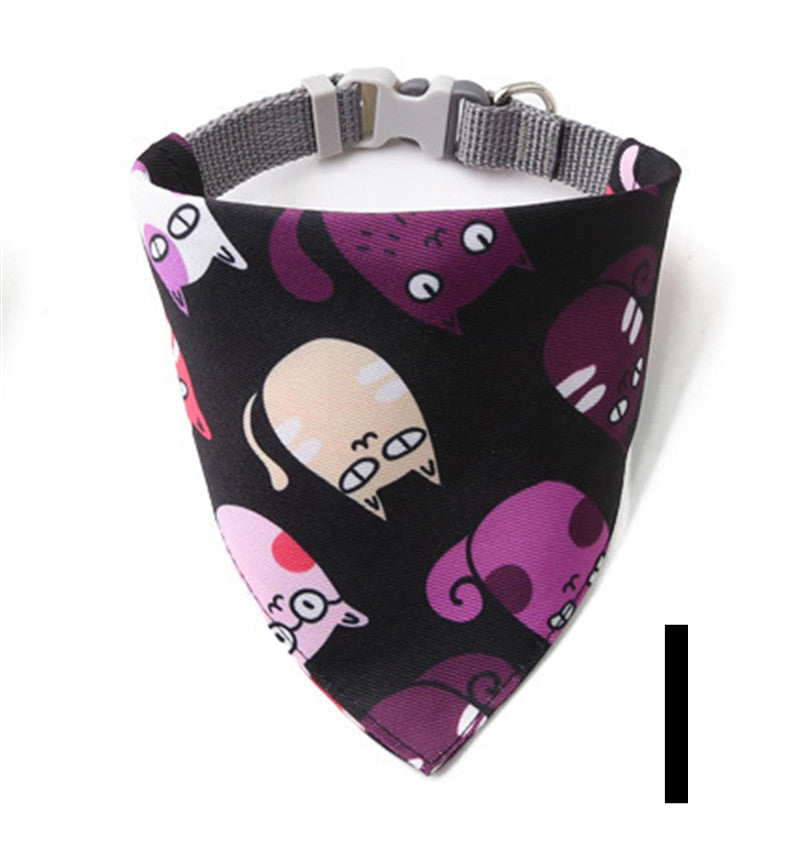 HKM-000659 Adjustable Triangle Scarf Collar Bib for Pets - Polyester, Stylish Design, Multiple Sizes Available