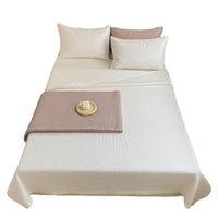 HKM-000787 Cotton Three-Piece Bed Cover Set with Quilted Summer Blanket and Pillowcases, Korean Style