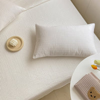 HKM-000787 Cotton Three-Piece Bed Cover Set with Quilted Summer Blanket and Pillowcases, Korean Style